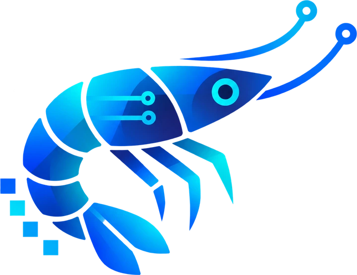 Our blue shrimp, with circuit-like markings.